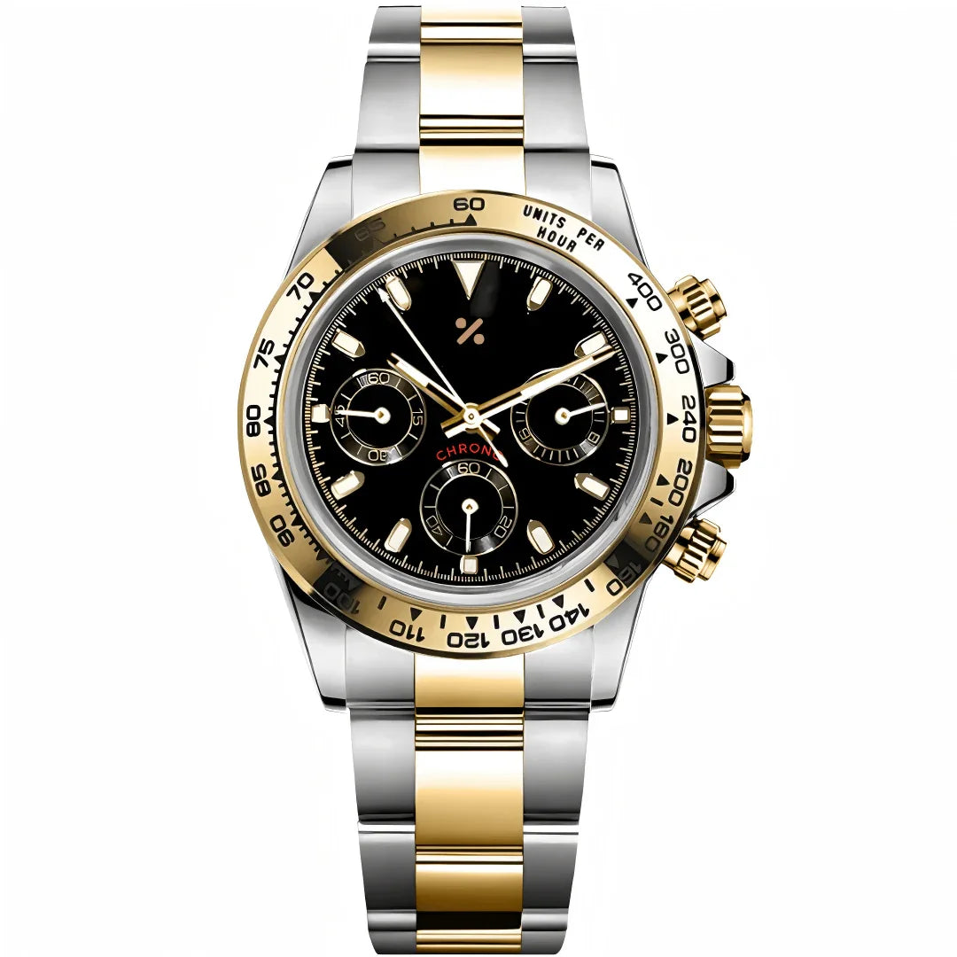 SEIKTONA | Black Panda Two-Tone VK63 - WB MOD WATCHES