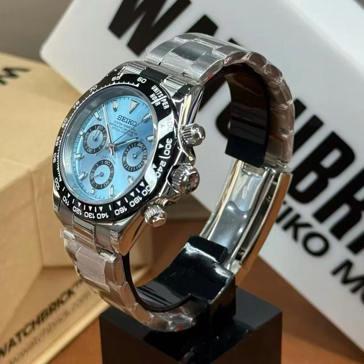 SEIKTONA | Ice Blue VK63 - WB MOD WATCHES