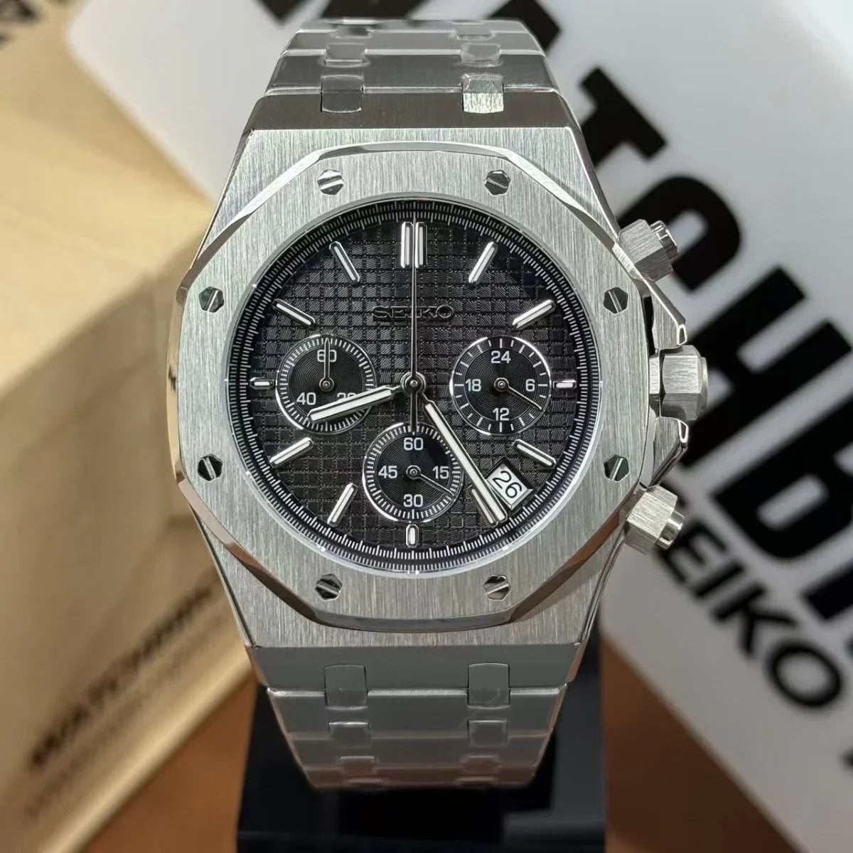 SEIKOAK | Black Chronograph VK63 - WB MOD WATCHES