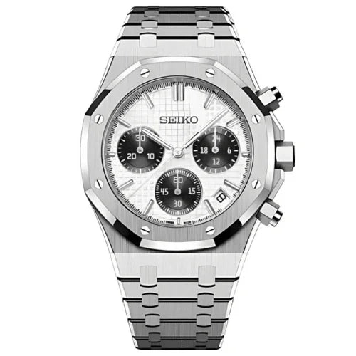 SEIKOAK | White Black VK63 Chrono Mod - WB MOD WATCHES
