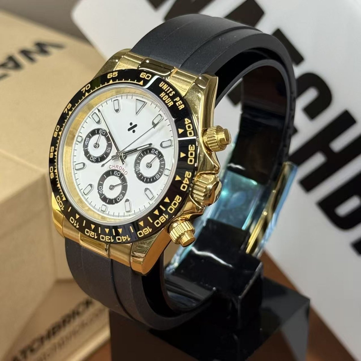 SEIKTONA | Gold Bezel Panda VK63 - WB MOD WATCHES