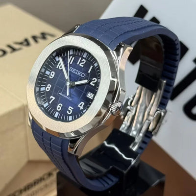 AUQAMOD | Blue and Black Grid NH35 - WB MOD WATCHES