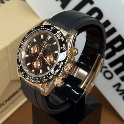 SEIKTONA | Rose Black Rubber VK63 - WB MOD WATCHES