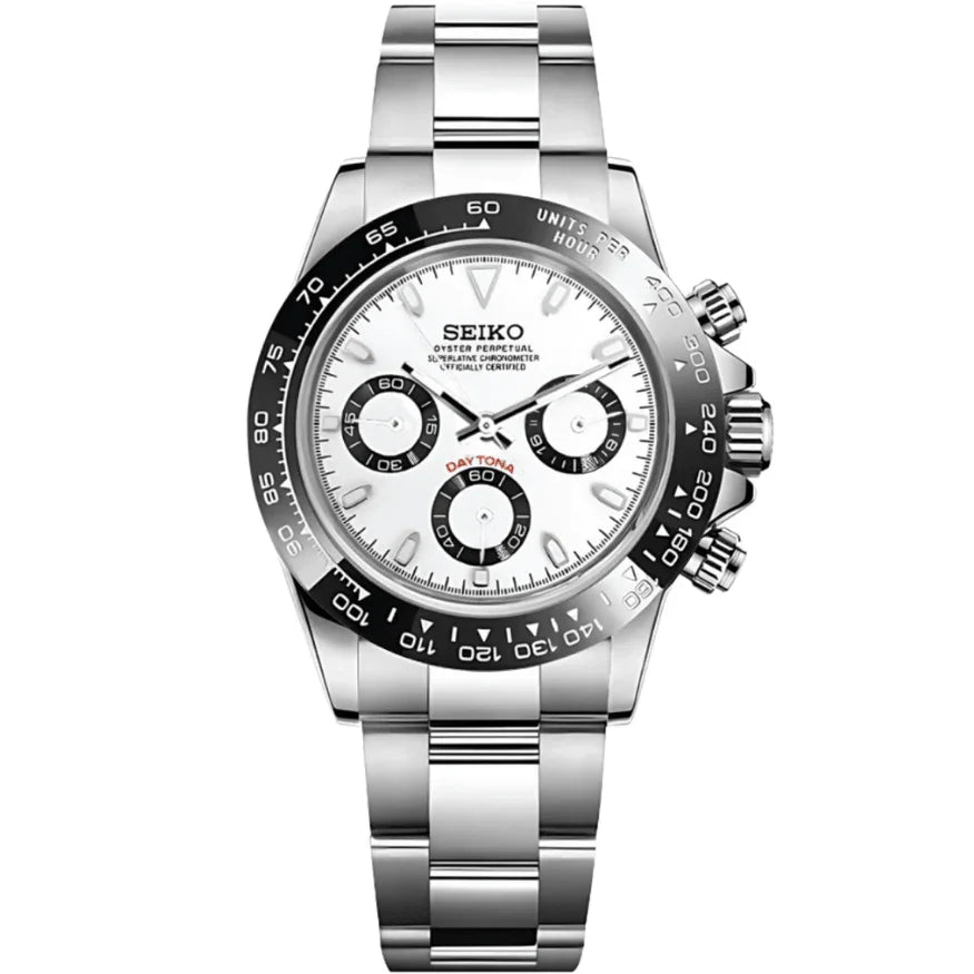 SEIKTONA | White Face VK63 Chrono - WB MOD WATCHES