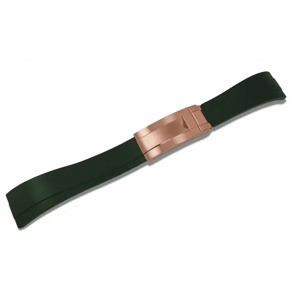 Curved-End Rubber Strap | 20mm Rose-Gold Clasp - WB MOD WATCHES