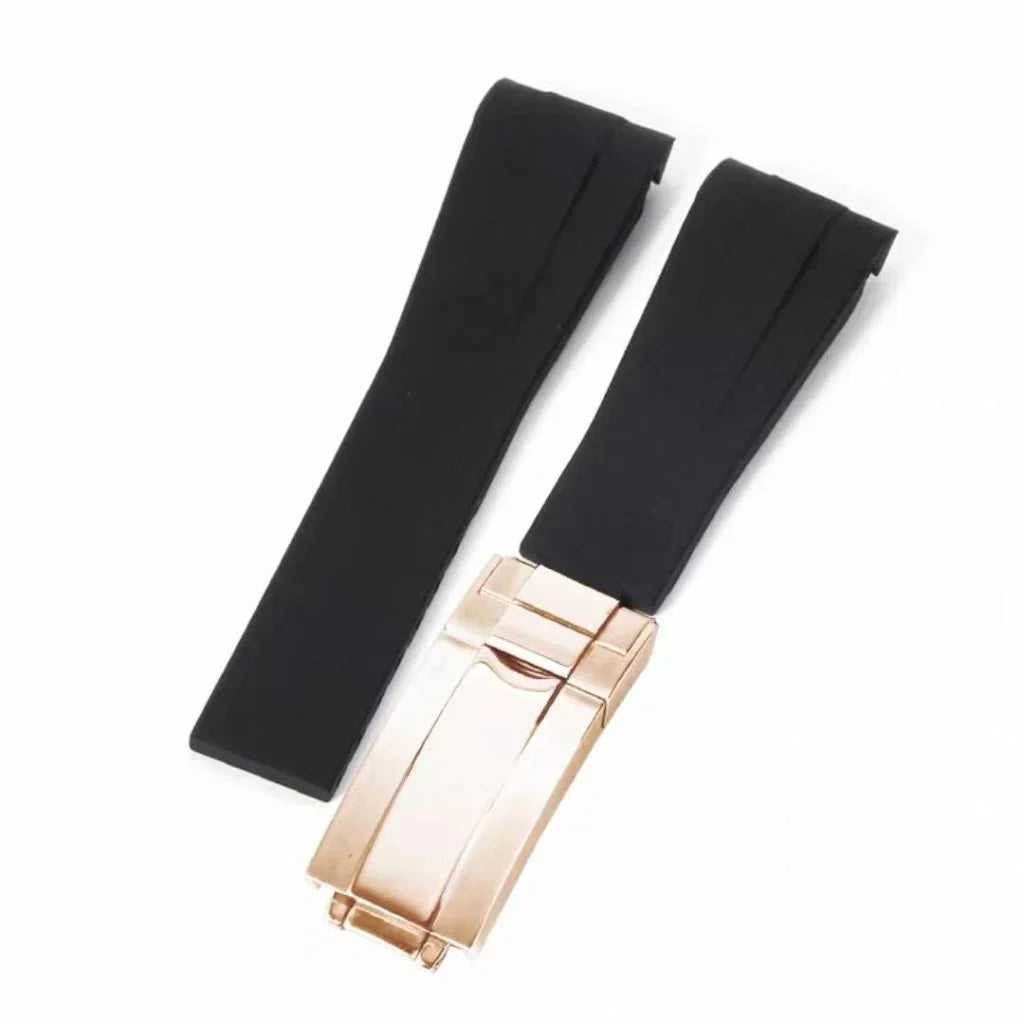 Curved-End Rubber Strap | 20mm Rose-Gold Clasp - WB MOD WATCHES