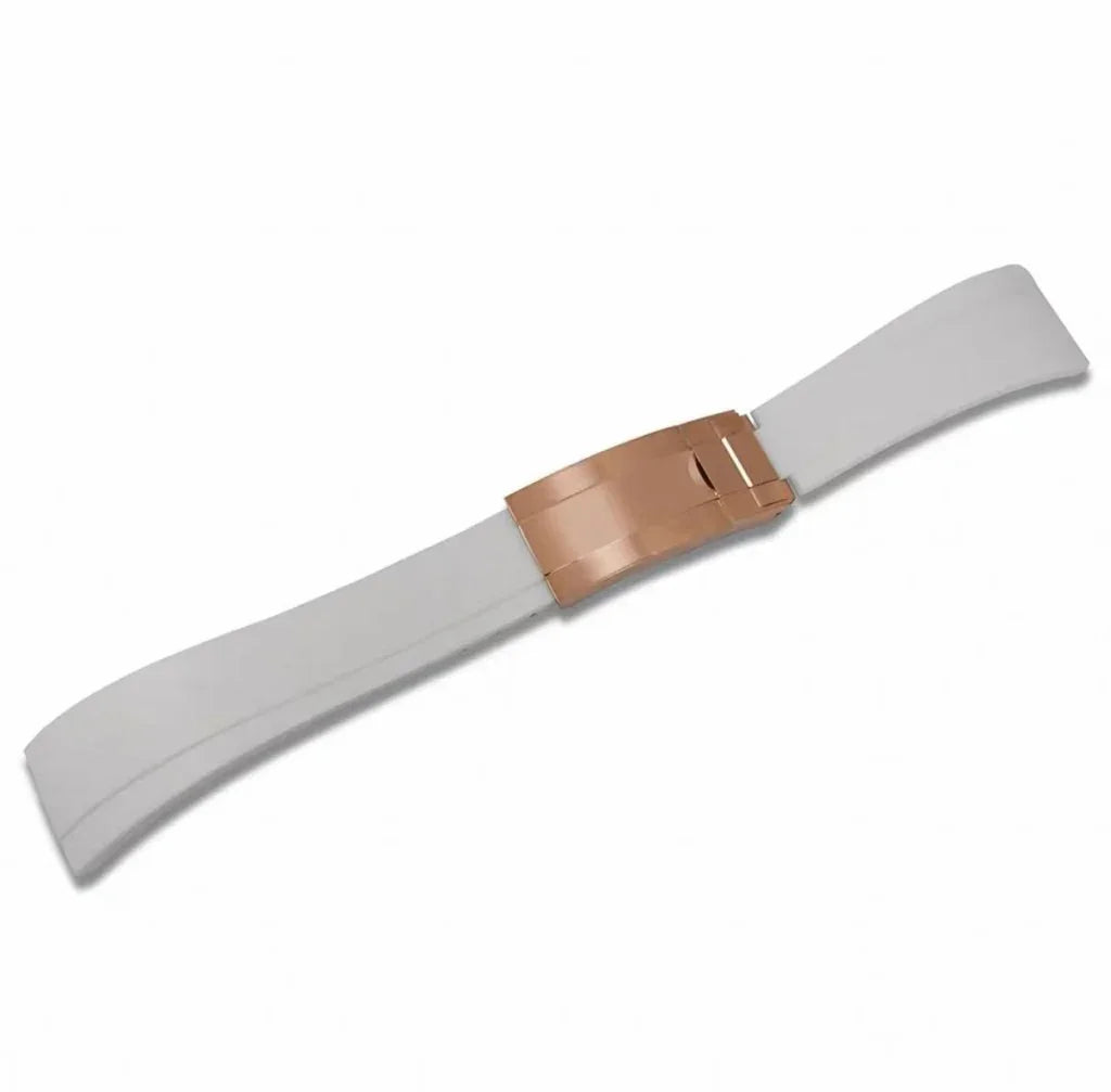 Curved-End Rubber Strap | 20mm Rose-Gold Clasp - WB MOD WATCHES
