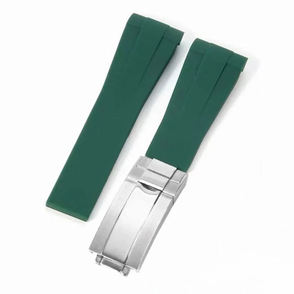 Curved-End Rubber Strap | 20mm Silver Clasp - WB MOD WATCHES