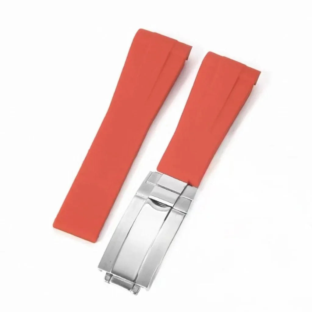 Curved-End Rubber Strap | 20mm Silver Clasp - WB MOD WATCHES