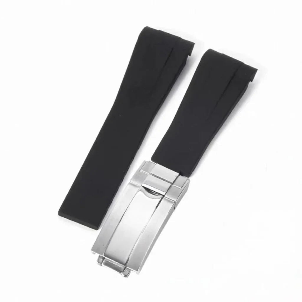 Curved-End Rubber Strap | 20mm Silver Clasp - WB MOD WATCHES