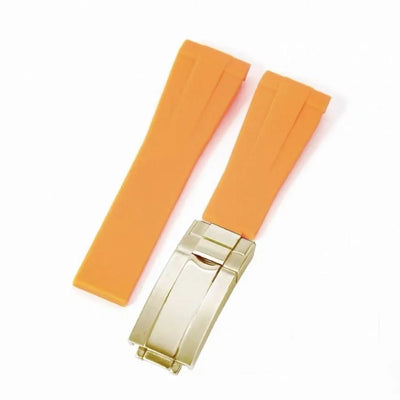 Curved-End Rubber Strap | 20mm Yellow-Gold Clasp - WB MOD WATCHES