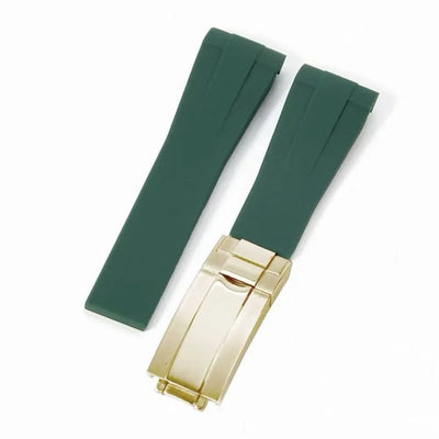 Curved-End Rubber Strap | 20mm Yellow-Gold Clasp - WB MOD WATCHES