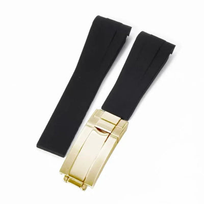 Curved-End Rubber Strap | 20mm Yellow-Gold Clasp - WB MOD WATCHES