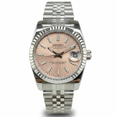 JUSTMOD | Champagne Pink Cream Dial NH35 - WB MOD WATCHES