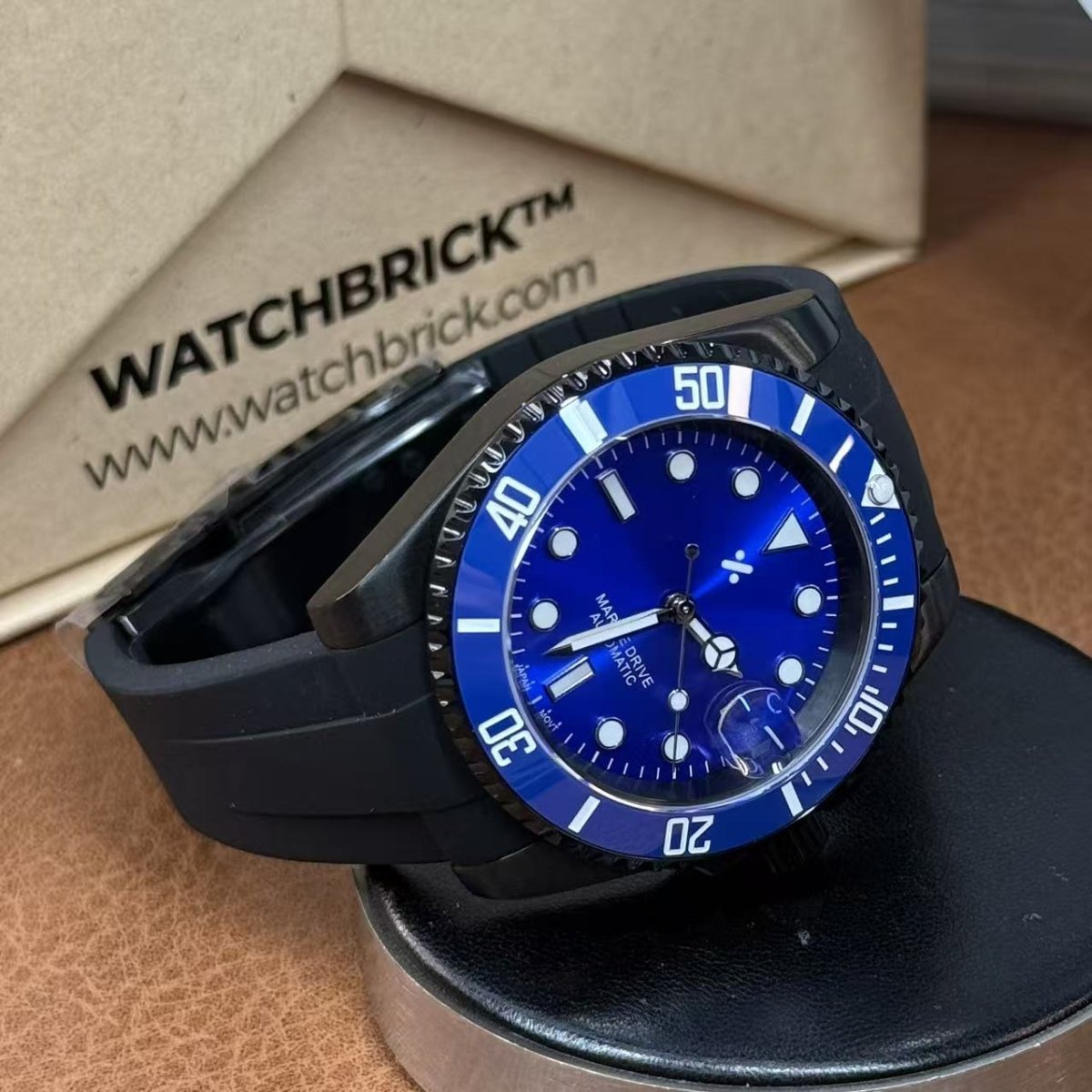 SUBMOD | Blue Black Sub NH35 Rubber - WB MOD WATCHES